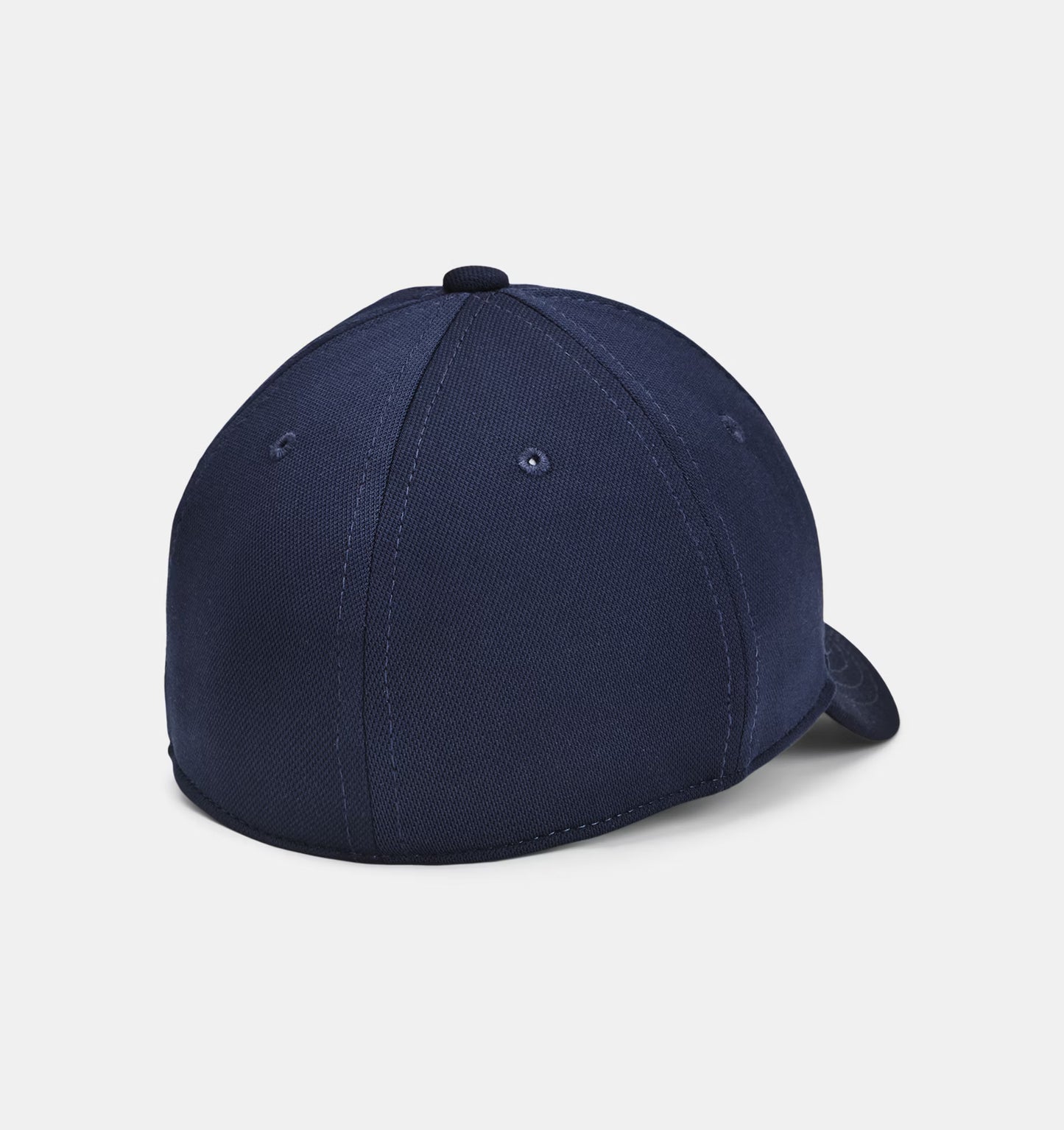Casquette UA Blitzing - Under Armour bleue marine en maille texturée vue de dos, style ajusté sans fermeture, unisexe adultes.