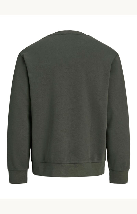 Chandail - Jack & Jones vert foncé en coton, style sweat-shirt classique, vue de dos.