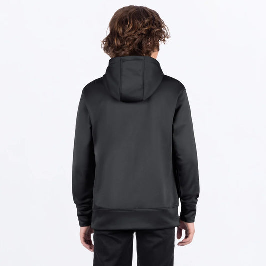 Hoodie Young Hydrogen Tech - FXR noir à capuche pour jeune garçon, vue de dos, porté par un modèle