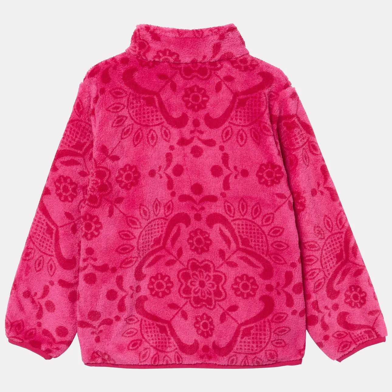 Veste polaire Chill - Helly Hansen rose fuchsia avec motifs floraux ton sur ton, en tissu polaire doux, vue de dos.