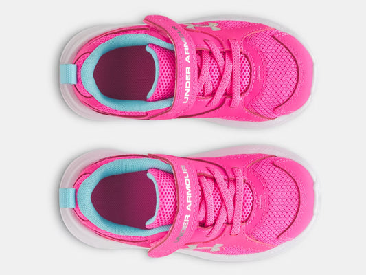 Espadrilles UA Assert 11 AC - Under Armour rose et bleu pour bébé fille, tige en maille respirante, vue de dessus