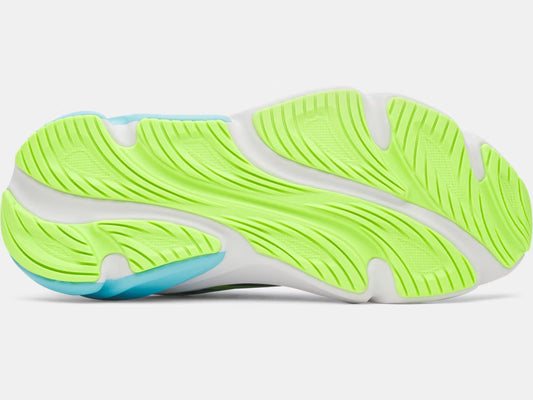 Espadrilles UA Rogue 6 - Under Armour semelle extérieure verte fluo et blanche vue en détail dessous.