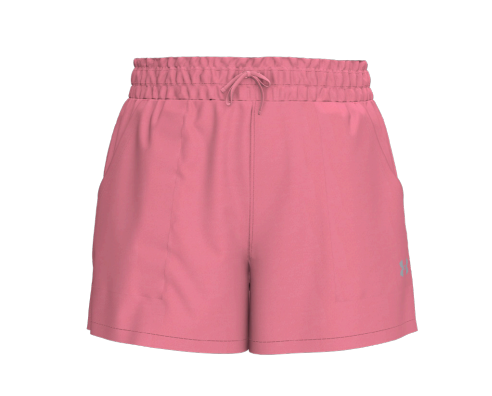 Short maillot de bain - Under Armour rose en tissu léger avec cordon de serrage, vue de face sans mannequin.
