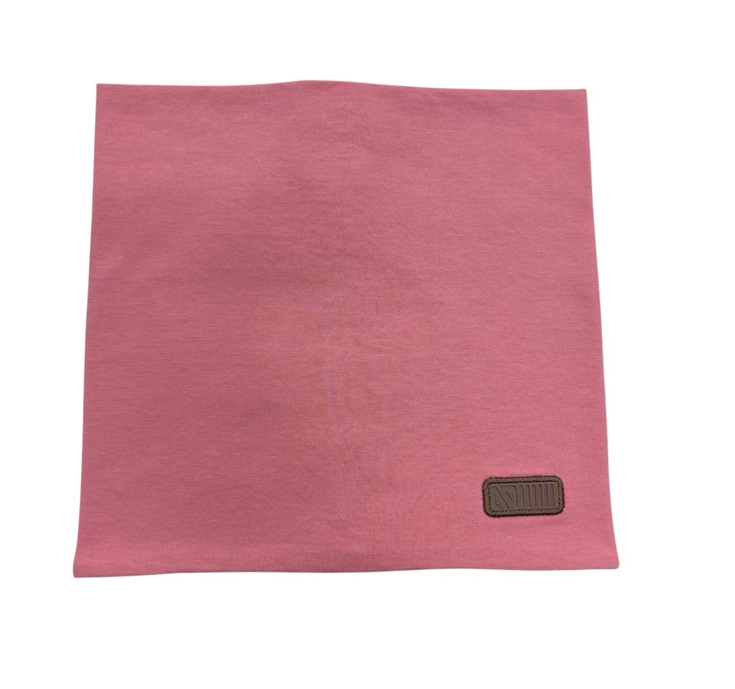 Cache-cou Mi-Saison - Nanö rose en coton 100% avec étiquette marron, vue de face, pour enfant.