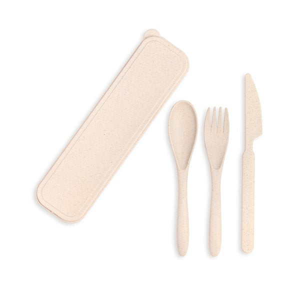 Ensemble d'ustensiles biodégradable - Execo Beige