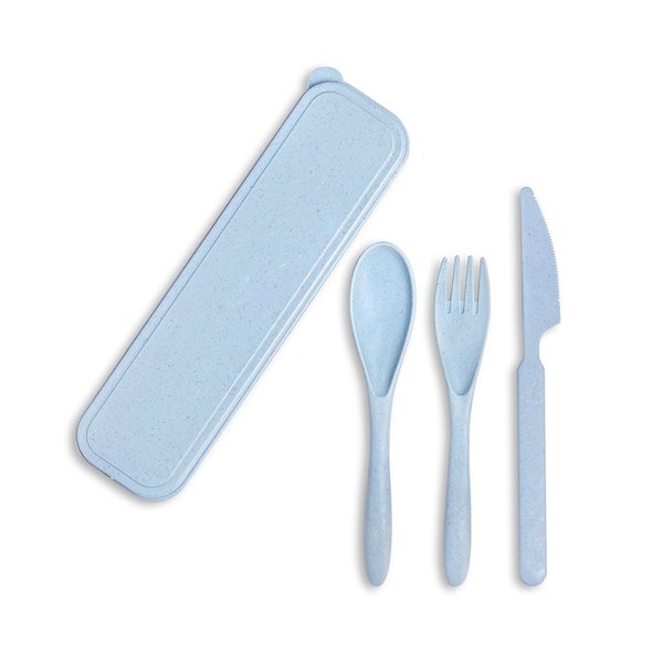 Ensemble d'ustensiles biodégradable - Execo Bleu