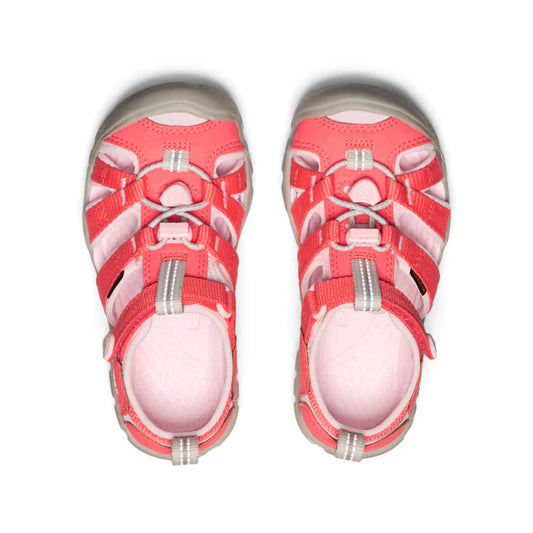 Sandales - Seacamp II Keen corail et rose pour enfant, style sport, vue de dessus avec semelle protectrice grise.