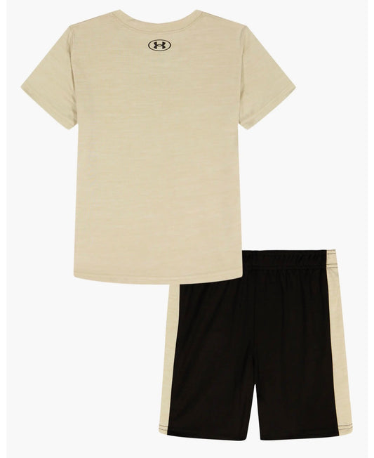 Ensemble Short - Under Armour beige et noir vue arrière en portrait, dimensions 1179x1442, galerie 2