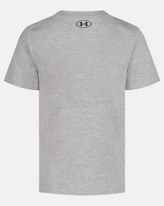T-Shirt - Under Armour gris en coton et polyester avec logo discret au col, vue arrière sobre et élégante.
