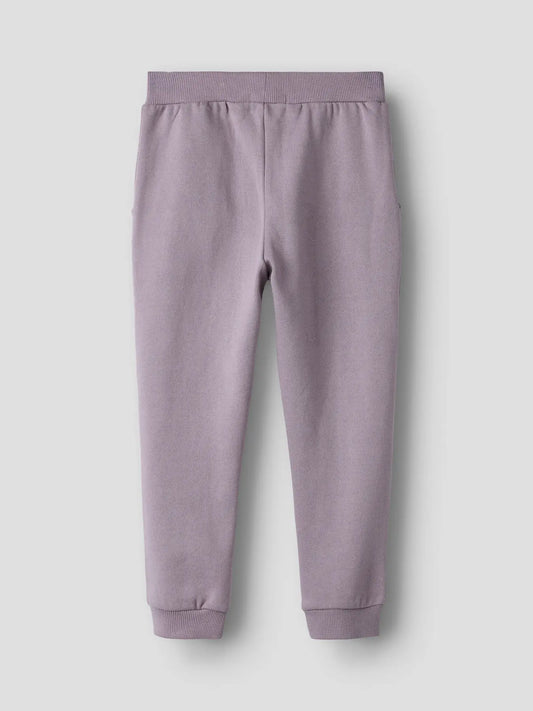 Pantalon - Name It mauve clair en coton polyester pour enfant, taille ajustable, vue de dos, position 2 portrait.