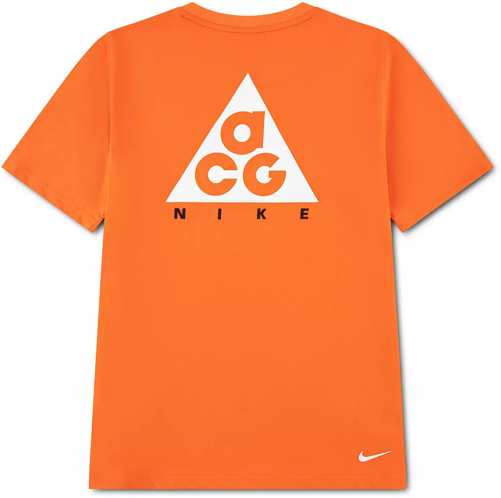T-Shirt Hbr ACG - Nike orange à manches courtes avec logo ACG blanc vue de face