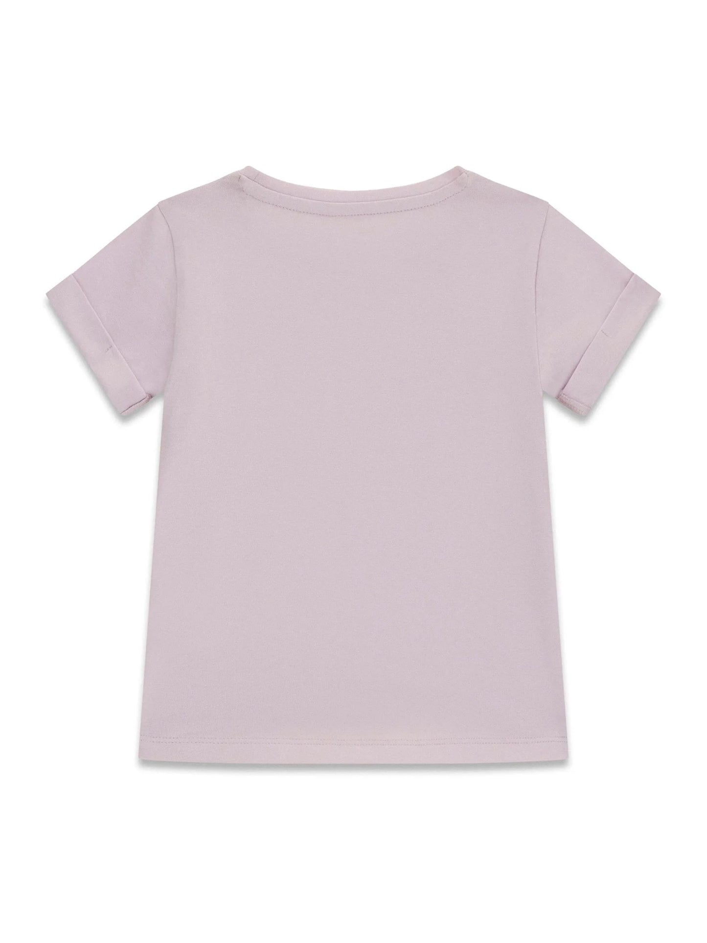 T-Shirt - Guess pour enfant fille, couleur rose pâle, manches courtes, en coton, vue de dos.