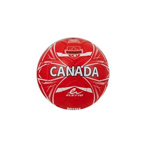 Mini ballon de soccer Canada - Eletto rouge et blanc en cuir synthétique, taille mini, vue de face sur fond blanc.