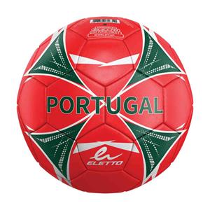 Ballon de soccer Portugal - Eletto rouge et vert avec motifs blancs, cuir synthétique, vue de face.