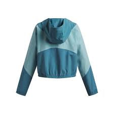 Coupe vent UA Rival tissée - Under Armour bleu clair et bleu foncé en tissu tissé, vue de dos.