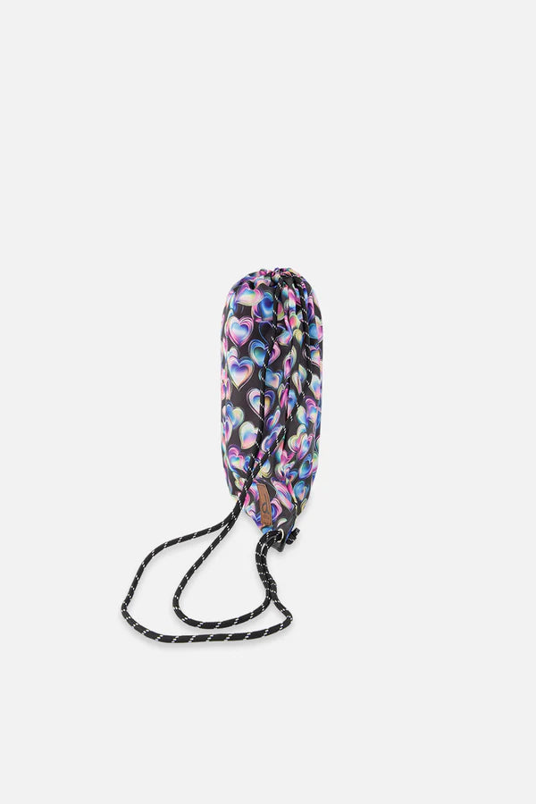 Sac à cordon noir imprimé cœurs - Deux Par Deux