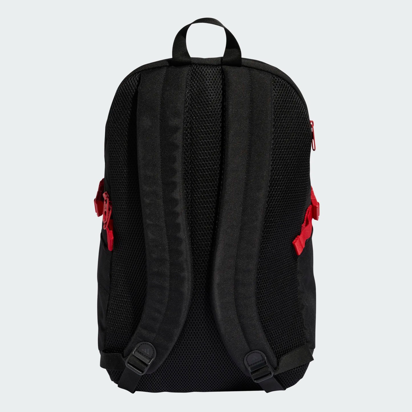 Sac à dos ADIDAS APWR - Adidas noir avec détails rouges, dos rembourré en mesh, vue arrière, style sportif.