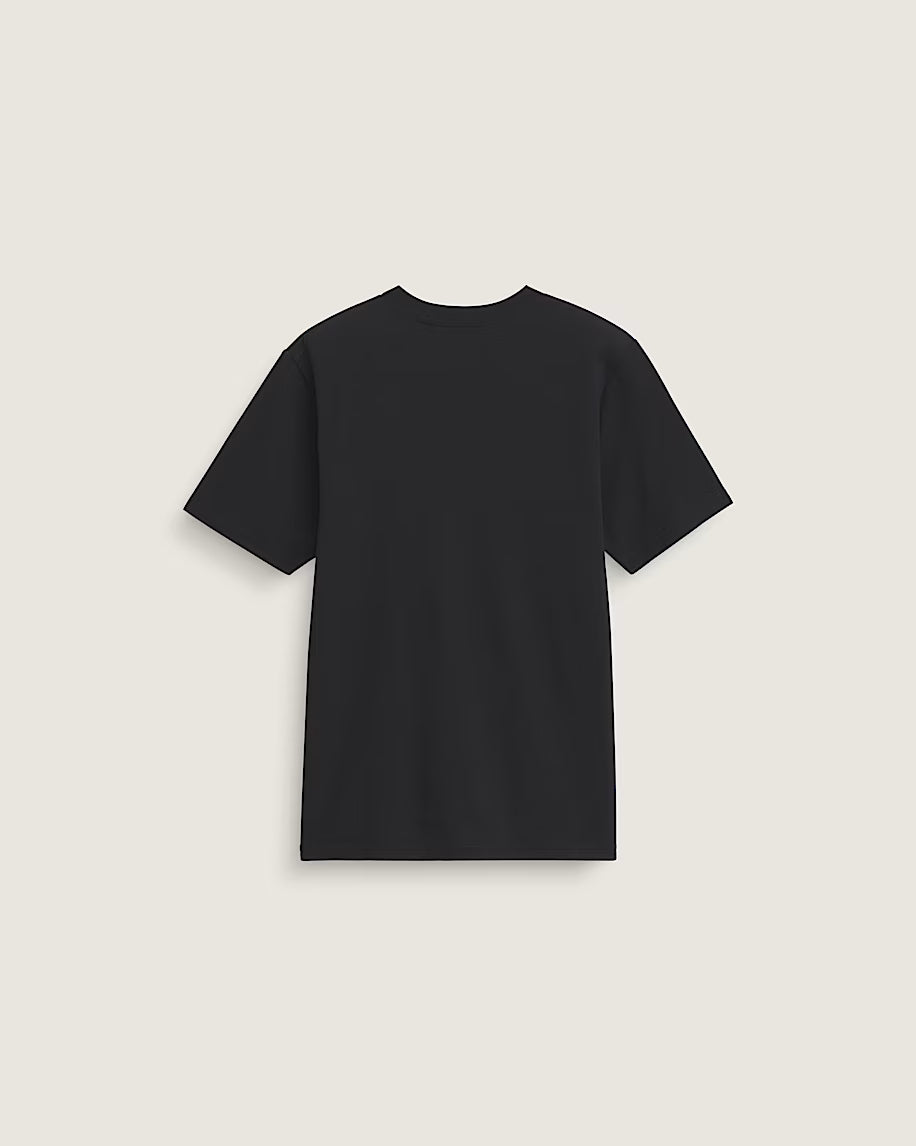 T-Shirt Stretch Logo - Vans noir en coton, coupe unisexe, vue de dos, manches courtes, style décontracté.