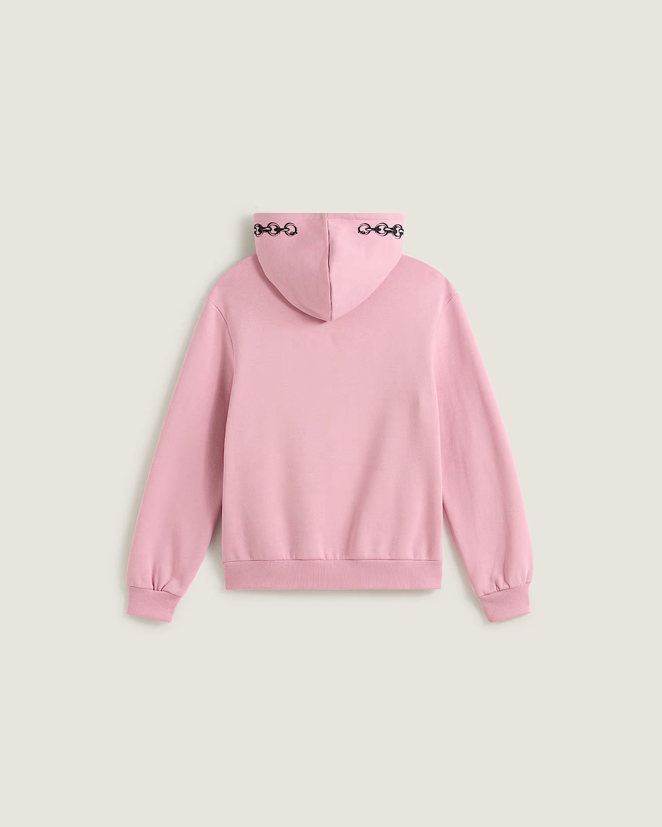 Hoodie - Vans rose clair en coton polyester, détails imprimés noirs sur capuche, pour enfant, vue de dos