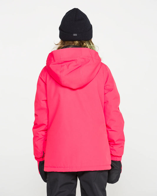 Manteau d'hiver Sass'n'frass - Volcom rose vif pour enfant avec capuche vue de dos
