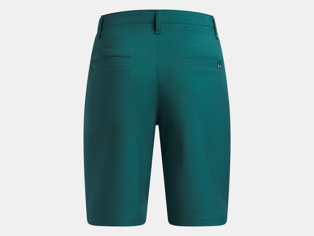 Bermuda - Under Armour bleu vert en tissu technique, vue de dos, bermuda sport pour adulte, coupe ajustée