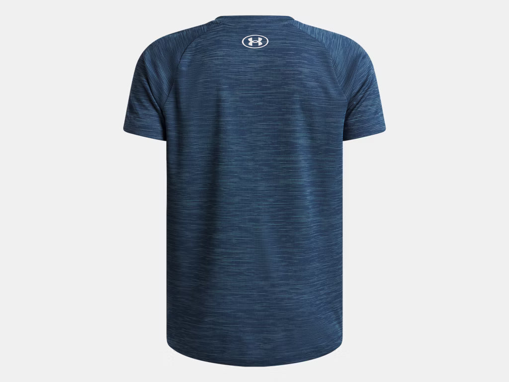 T-Shirt UA Tech™ - Under Armour bleu marine chiné en polyester, manches courtes, vue de dos, style sportif adulte.