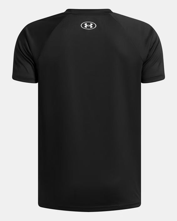 T-Shirt UA Tech™ Split Wordmark - Under Armour noir en polyester, style sport, vue de dos, manches courtes homme adulte.