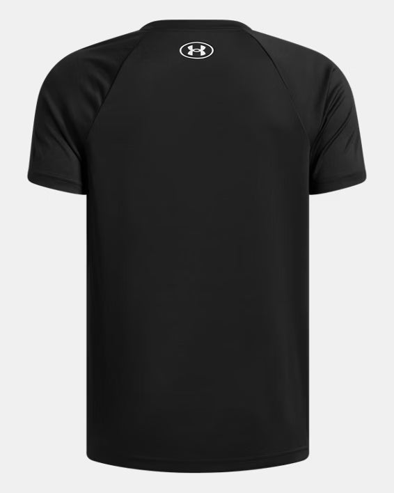 T-Shirt UA Tech™ - Under Armour noir en polyester, vue de dos, coupe ajustée, style sportif unisexe adulte.