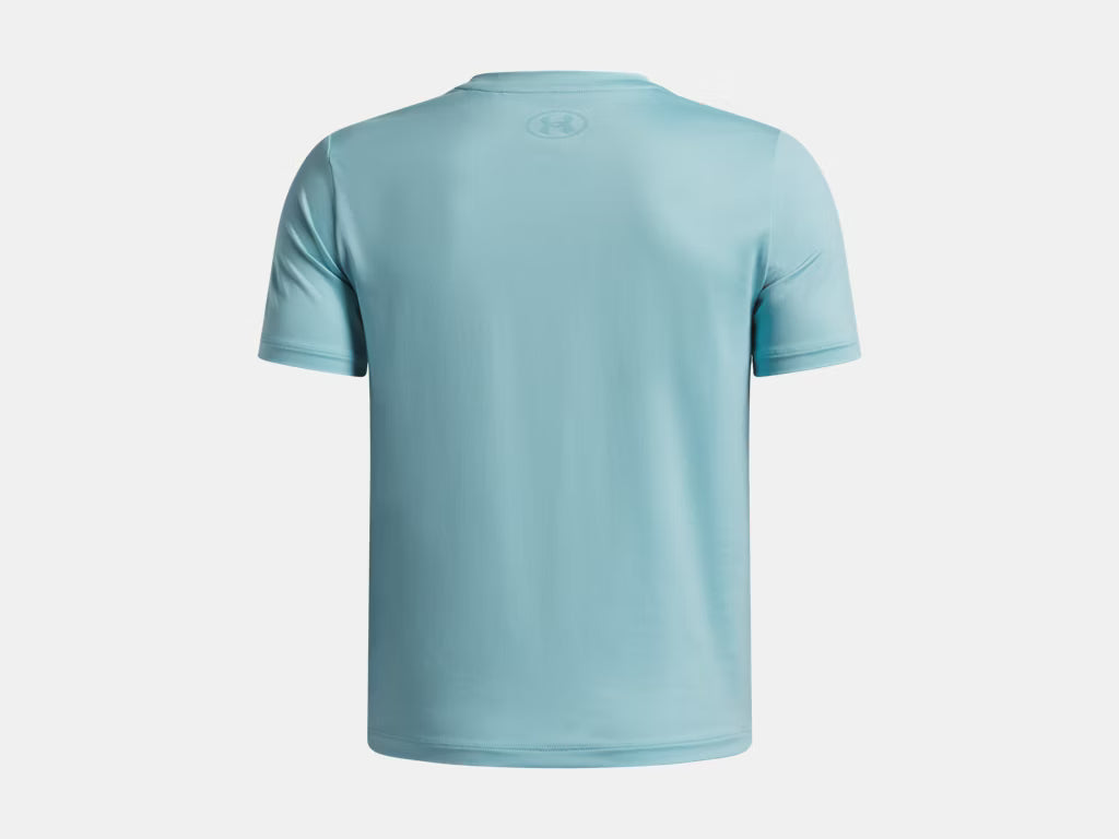 T-Shirt UA Tech™ - Under Armour bleu clair en polyester et élasthanne, pour homme, vue de dos format paysage 1024x768