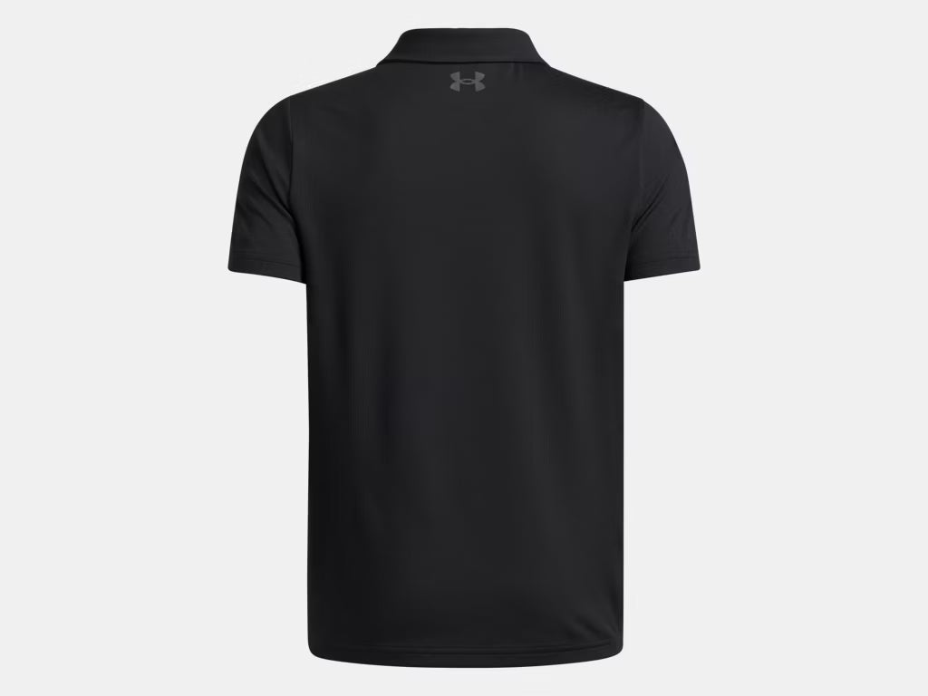 Polo UA Matchplay - Under Armour noir en tissu extensible, vue de dos, pour homme, contrôle des odeurs et séchage rapide