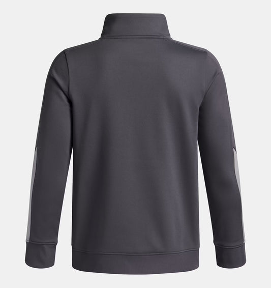 Veste - Under Armour grise en tissu technique, manches longues, vue de dos, coupe droite pour enfant garçon.