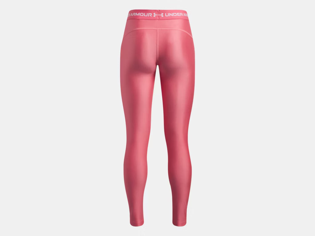 Legging HeatGear® - Under Armour rose vif, tissu polyester et élasthanne, vue de dos sur mannequin femme adulte.