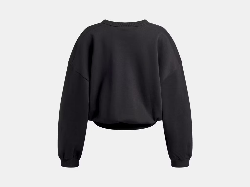Chandail UA Rival Fleece - Under Armour noir en molleton, coupe ample avec col rond, vue de dos.