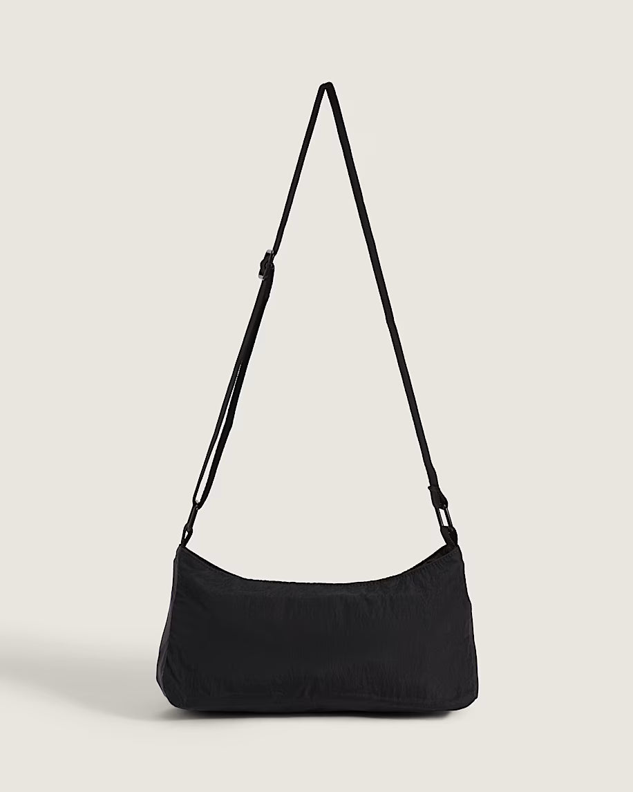 Sac à bandoulière - Vans noir en polyester durable, style épuré avec bandoulière réglable, vue de face sur fond neutre.