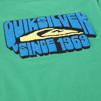 T-Shirt - Quiksilver en coton vert, aperçu du logo bleu en position galerie 3, image carrée 430x430 pixels.