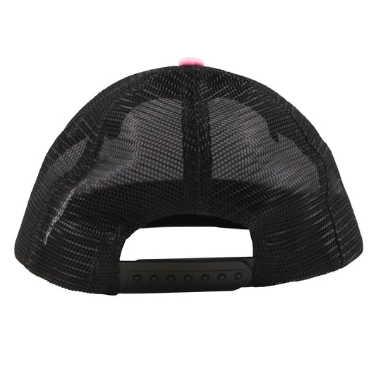 Casquette - Nanö noire en maille filet avec bouton rose, réglable, vue de dos, style ajustable unisexe adulte