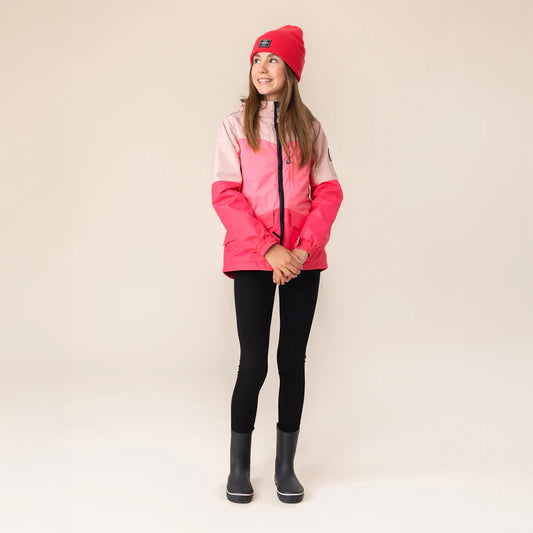 Manteau Mi-Saison 3 en 1 - Nanö rose clair et fuchsia, coupe droite, enfant fille, porté vue de face, galerie 2