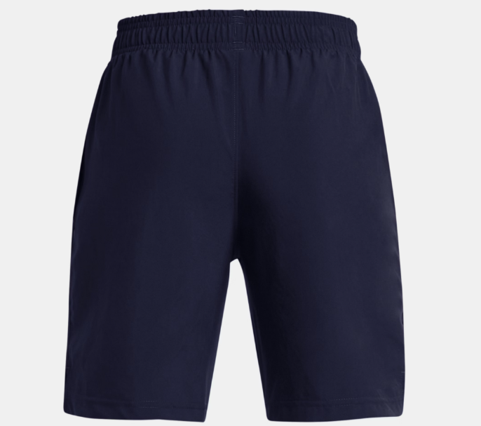 Short UA Tech™ Woven Wordmark - Under Armour short en polyester bleu marine, vue de dos, taille élastique, pour homme adulte.