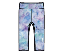 Legging 3/4 - Nanö pour enfant avec motif aquarelle bleu et violet, vue de dos, tissu extensible confortable