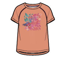 T-Shirt - Nanö rose saumon à manches courtes avec motif floral coloré, pour enfant, vue de face sur mannequin