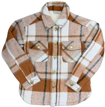Veste doublé en sherpa - M.I.D à carreaux marron beige et blanc avec col doublé en sherpa vue de face