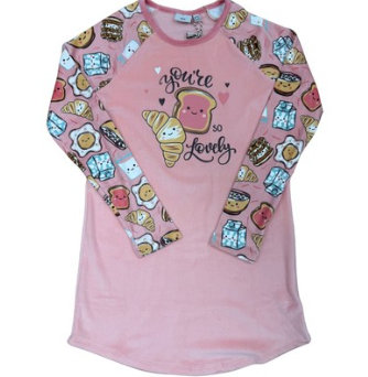 Robe de nuit - M.I.D rose à manches longues imprimées de gourmandises, pour fille, vue de face