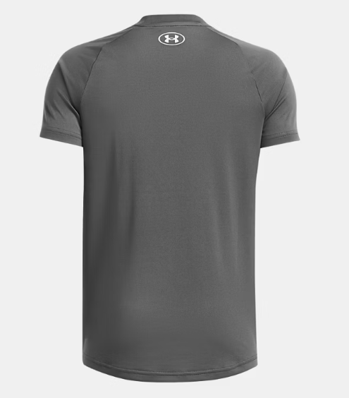 T-Shirt UA Tech™ 2.0 - Under Armour gris foncé en polyester, vue de dos montrant le logo blanc au col, style sportif homme adulte.