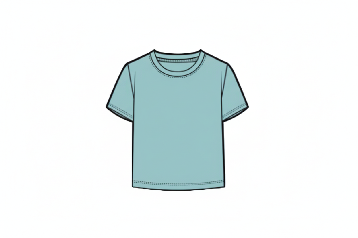 T-Shirt - M.I.D bleu clair en polyester et élasthane pour enfant, vue de face, col rond et manches courtes