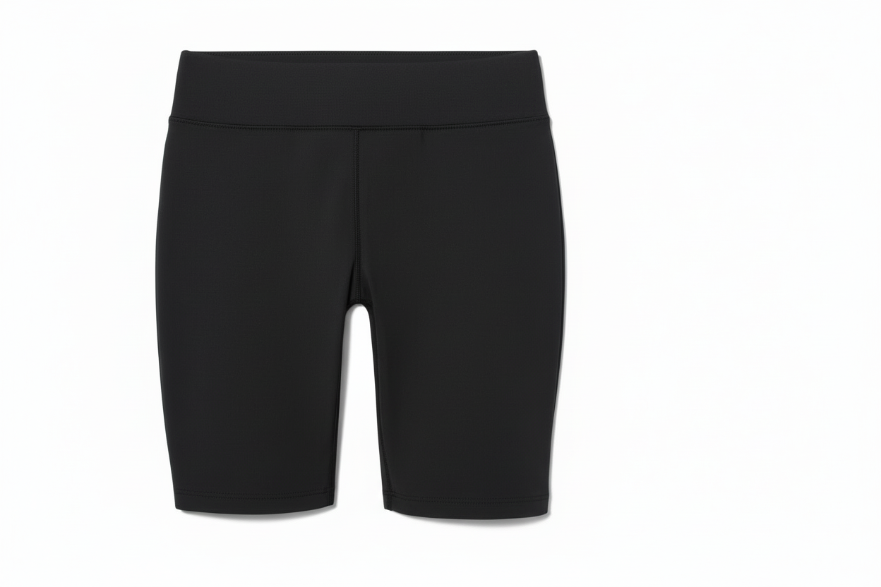Biker Short - M.I.D noir en polyester et élasthane, coupe ajustée, vue de face sur fond blanc.