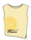 T-Shirt - Mandarine & Co jaune pâle sans manches avec motif citron, pour enfant, vue de face.