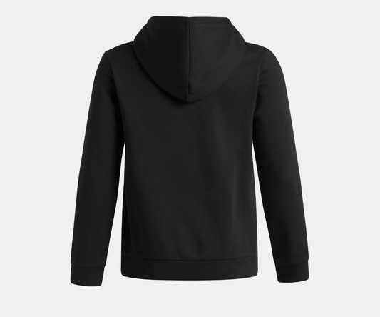 Hoodie UA Rival Fleece Key Print Fill - Under Armour noir en molleton, style sweat à capuche, vue de dos sur fond clair.