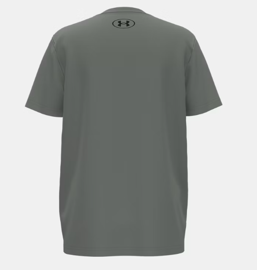 T-Shirt GL Foundation - Under Armour gris en coton polyester, vue de dos, manches courtes, coupe droite homme adulte.