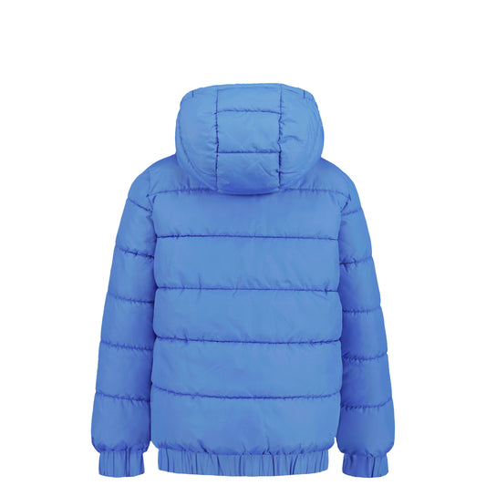 Manteau Mi-Saison - Under Armour bleu matelassé à capuche, vue de dos