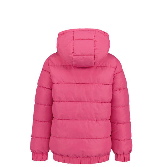 Manteau Mi-Saison - Under Armour rose matelassé à capuche pour enfant, vue de dos